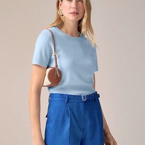 J Crew Cashmere Shrunken Tee in Canary Blue, Size S